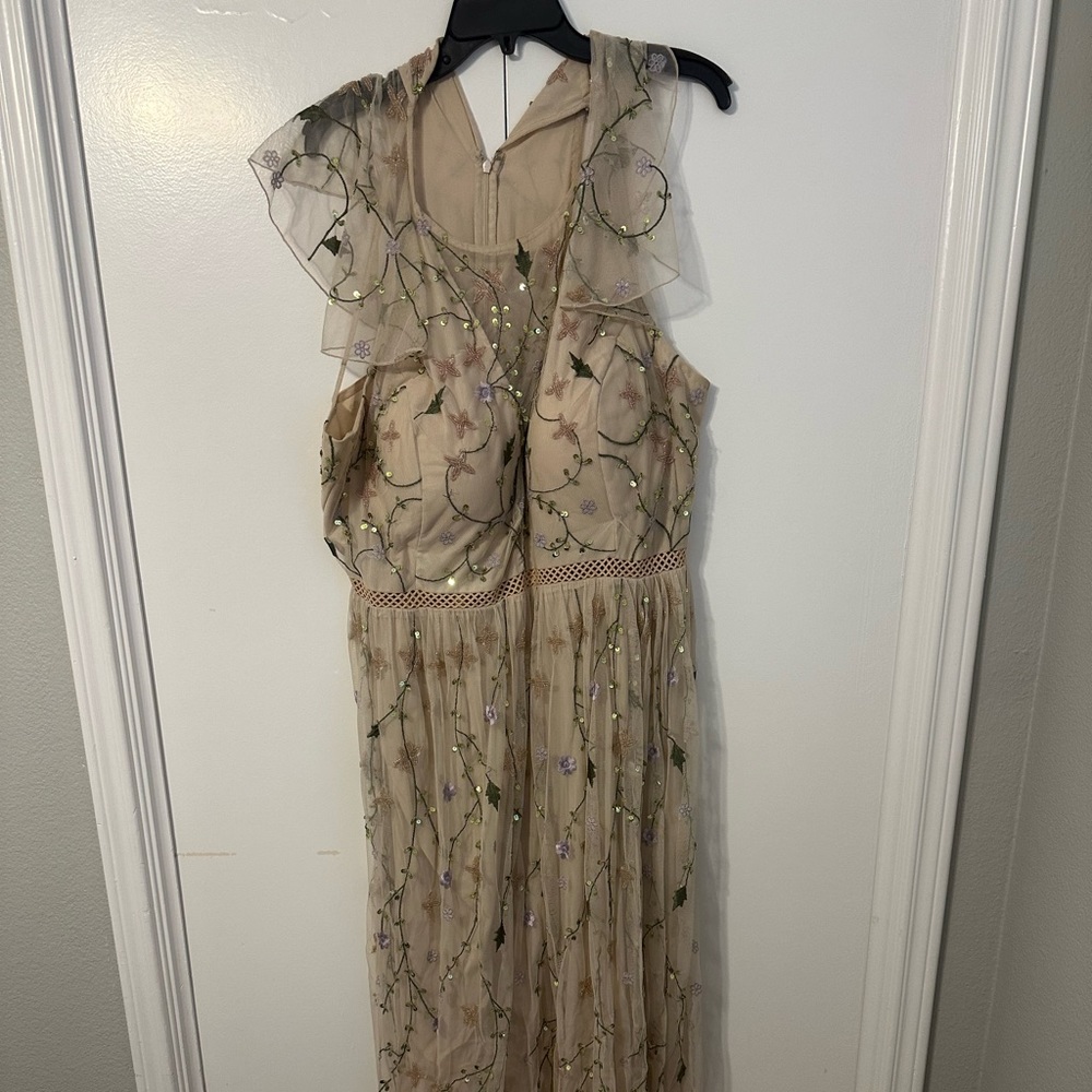 Asos size 18 pale pink floral beaded maxi dress